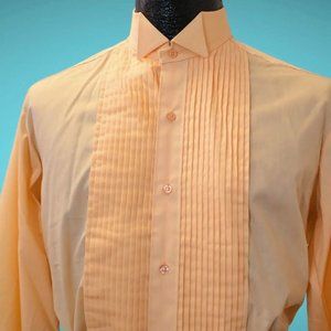 Vintage Dark Peach Wing Collar Tuxedo Shirt with Pleated Front Easter Church